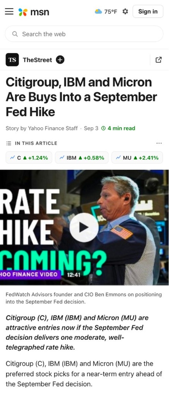 Same story distributed on MSN